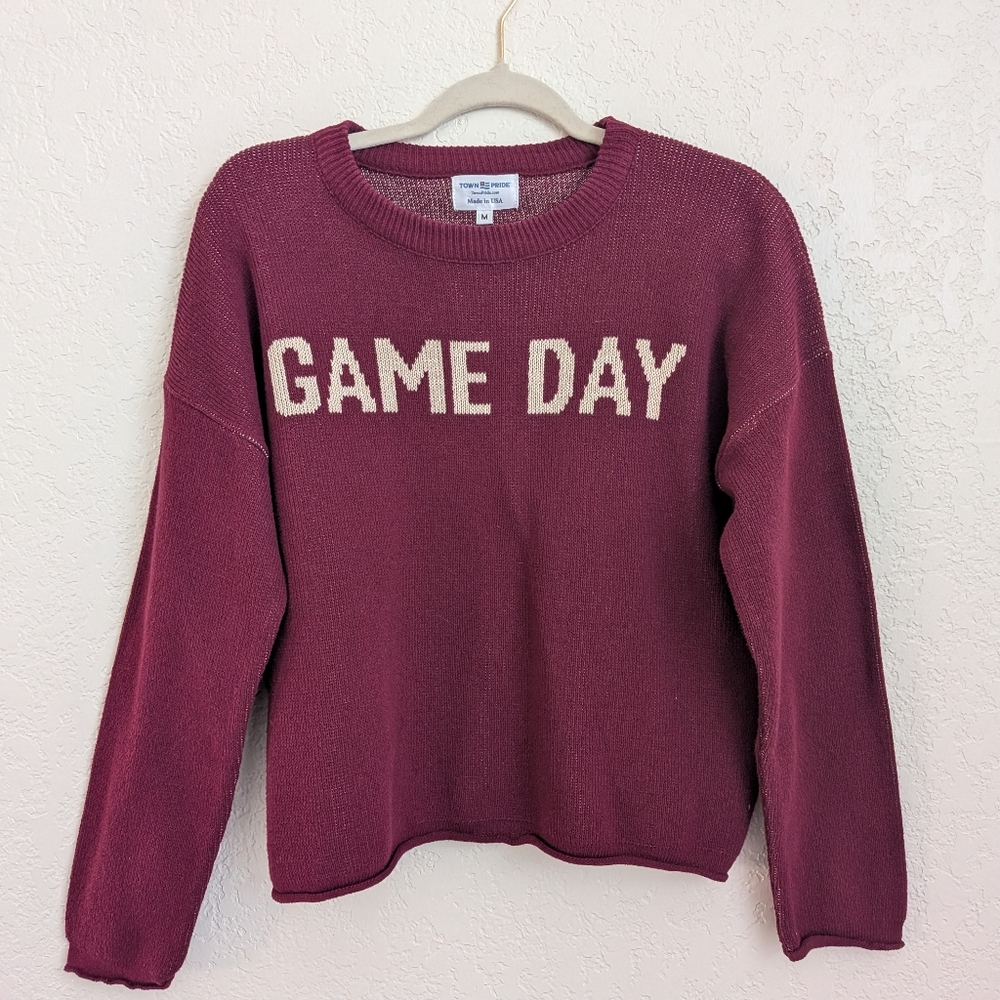 Game Day Burgundy Crew Neck Sweater